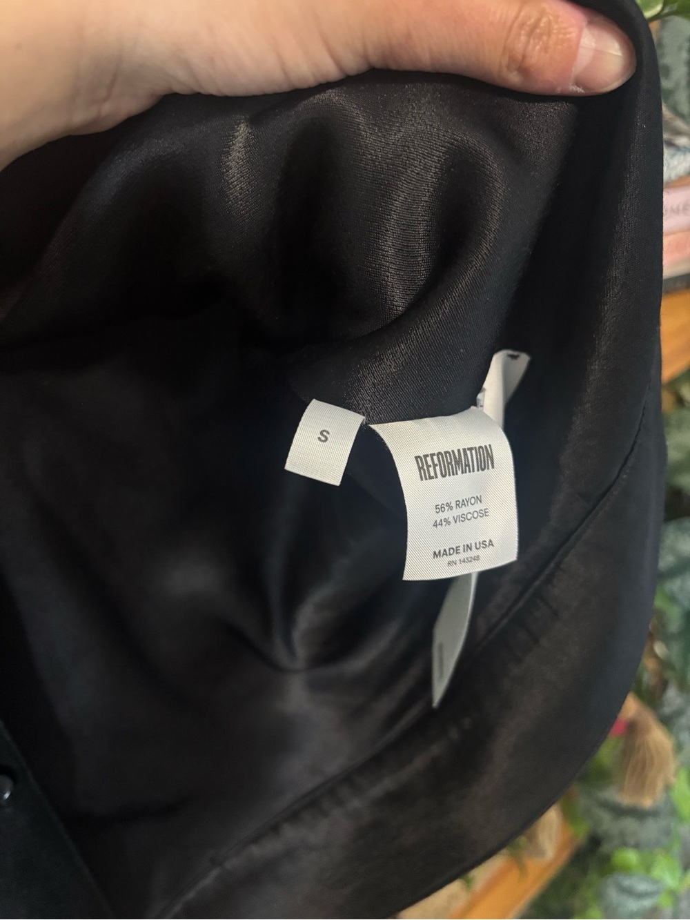 Reformation Black Satin Button-Front Top | Small - Picture 4 of 5